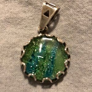 Glass and 925 silver pendant